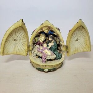 Egg Shaped Nativity Scene Holy Family Angels Religious Christmas‎ Decor